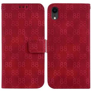 For iPhone XR Double 8-shaped Embossed Leather Phone Case(Red)