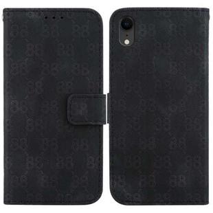 For iPhone XR Double 8-shaped Embossed Leather Phone Case(Black)