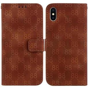 For iPhone XS Max Double 8-shaped Embossed Leather Phone Case(Brown)