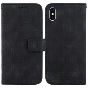 For iPhone XS Max Double 8-shaped Embossed Leather Phone Case(Black)