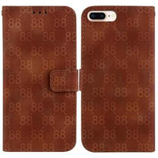 For iPhone 8 Plus / 7 Plus Double 8-shaped Embossed Leather Phone Case(Brown)