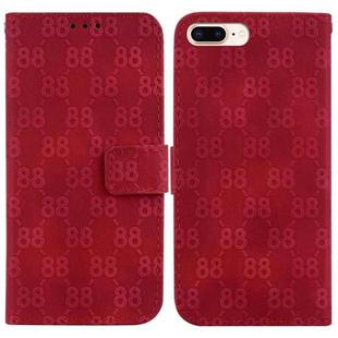 For iPhone 8 Plus / 7 Plus Double 8-shaped Embossed Leather Phone Case(Red)