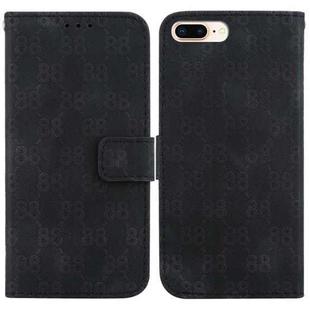 For iPhone 8 Plus / 7 Plus Double 8-shaped Embossed Leather Phone Case(Black)