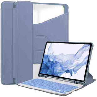 For Samsung Galaxy Tab S9 360 Rotation Transparent Smart Leather Case with Keyboard(Lavender)