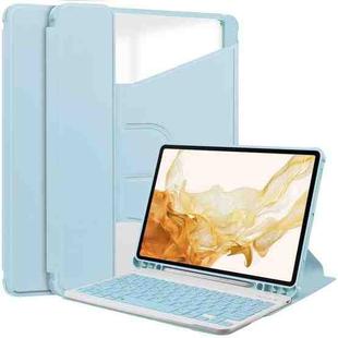 For Samsung Galaxy Tab S9+ 360 Rotation Transparent Smart Leather Case with Keyboard(Sky Blue)