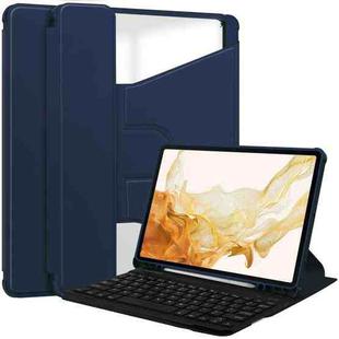 For Samsung Galaxy Tab S9+ 360 Rotation Transparent Smart Leather Case with Keyboard(Dark Blue)