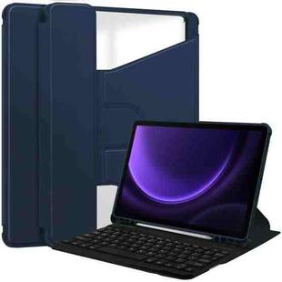 For Samsung Galaxy Tab S9 FE / S10 FE 360 Rotation Transparent Smart Leather Case with Keyboard(Dark Blue)