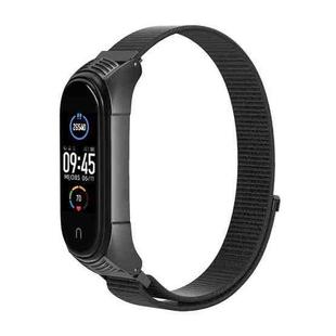 For Xiaomi Mi Band 3 / 4 / 5 Mijobs Breathable Adjust Nylon Loop Plus V Watch Band(Black)