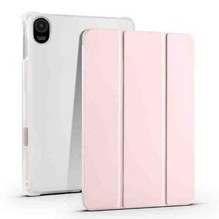 For Honor Pad 8 3-folding Transparent TPU Smart Leather Tablet Case(Ice Pink)