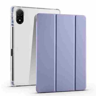 For Honor Pad V8 Pro 3-folding Transparent TPU Smart Leather Tablet Case(Purple)