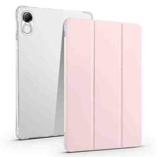 For Honor Pad X8 Pro / Pad X9 3-folding Transparent TPU Smart Leather Tablet Case(Ice Pink)