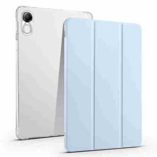 For Honor Pad X8 Pro / Pad X9 3-folding Transparent TPU Smart Leather Tablet Case(Ice Blue)