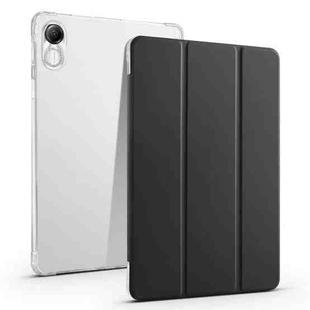 For Honor Pad X8 Pro / Pad X9 3-folding Transparent TPU Smart Leather Tablet Case(Black)