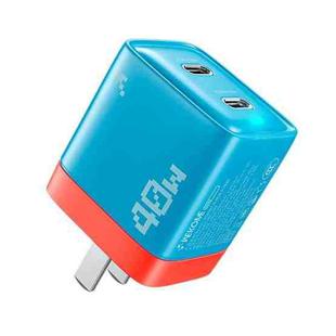 WK WP-U09 40W Dual USB-C/Type-C Interface Nitride Fast Charger(Blue)
