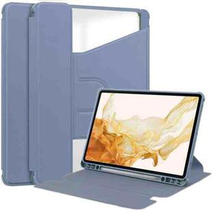 For Samsung Galaxy Tab S9 360 Rotation Transparent Smart Leather Case(Lavender)