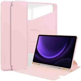 For Samsung Galaxy Tab S9 FE / S10 FE 360 Rotation Transparent Smart Leather Case(Pink)