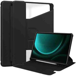 For Samsung Galaxy Tab S9 FE+ / S10+ 360 Rotation Transparent Smart Leather Case(Black)