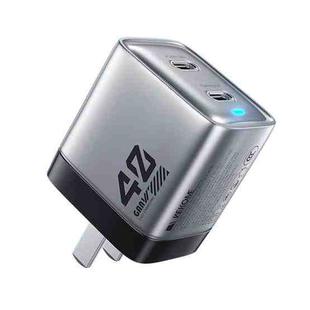 WK WP-U02 40W Dual USB-C / Type-C Interface Gallium Nitride Fast Charger(Silver)