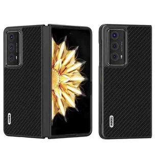 For Honor Magic V2 Electroplating Carbon Fiber Texture Protective Phone Case(Black)