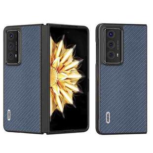 For Honor Magic V2 Electroplating Carbon Fiber Texture Protective Phone Case(Light Blue)