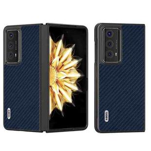 For Honor Magic V2 Electroplating Carbon Fiber Texture Protective Phone Case(Dark Blue)