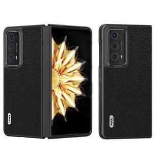 For Honor Magic V2 ABEEL Genuine Leather Litchi Texture Phone Case(Black)