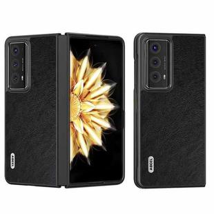 For Honor Magic V2 Dual Color Lichi Texture PU Phone Case(Black)
