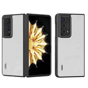 For Honor Magic V2 Dual Color Lichi Texture PU Phone Case(White)
