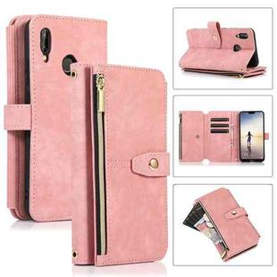 For Huawei P20 Lite Dream 9-Card Wallet Zipper Bag Leather Phone Case(Pink)