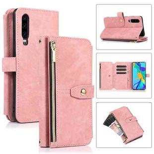 For Huawei P30 Dream 9-Card Wallet Zipper Bag Leather Phone Case(Pink)