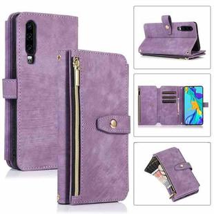 For Huawei P30 Dream 9-Card Wallet Zipper Bag Leather Phone Case(Purple)