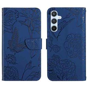 For Samsung Galaxy M34 5G Skin Feel Butterfly Embossed Flip Leather Phone Case(Blue)