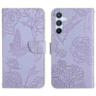 For Samsung Galaxy S24 5G Skin Feel Butterfly Embossed Flip Leather Phone Case(Purple)