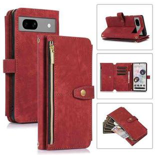 For Google Pixel 7a Dream 9-Card Wallet Zipper Bag Leather Phone Case(Red)