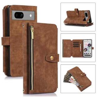 For Google Pixel 7a Dream 9-Card Wallet Zipper Bag Leather Phone Case(Brown)