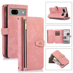 For Google Pixel 7a Dream 9-Card Wallet Zipper Bag Leather Phone Case(Pink)