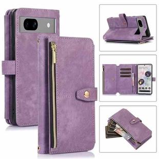 For Google Pixel 7a Dream 9-Card Wallet Zipper Bag Leather Phone Case(Purple)