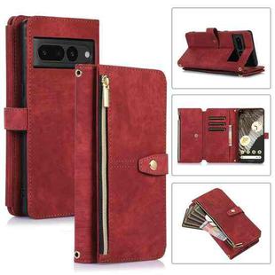 For Google Pixel 7 Pro Dream 9-Card Wallet Zipper Bag Leather Phone Case(Red)
