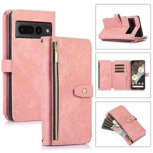 For Google Pixel 7 Pro Dream 9-Card Wallet Zipper Bag Leather Phone Case(Pink)