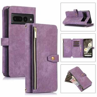 For Google Pixel 7 Pro Dream 9-Card Wallet Zipper Bag Leather Phone Case(Purple)