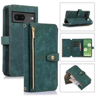 For Google Pixel 7 Dream 9-Card Wallet Zipper Bag Leather Phone Case(Green)