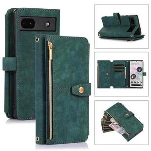 For Google Pixel 6a Dream 9-Card Wallet Zipper Bag Leather Phone Case(Green)