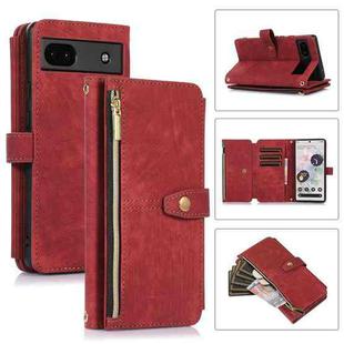 For Google Pixel 6a Dream 9-Card Wallet Zipper Bag Leather Phone Case(Red)