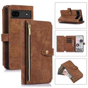 For Google Pixel 6a Dream 9-Card Wallet Zipper Bag Leather Phone Case(Brown)