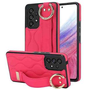 For Samsung Galaxy A53 5G Non-slip Full Coverage Ring PU Phone Case with Wristband(Rose Red)