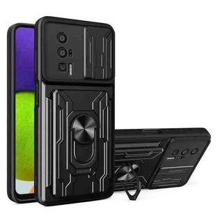 For Xiaomi Poco F5 Pro / Redmi K60 Sliding Camshield TPU+PC Phone Case with Card Slot(Black)
