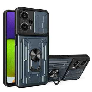 For Xiaomi Redmi Note 12 Turbo/Poco F5 Sliding Camshield TPU+PC Phone Case with Card Slot(Grey)