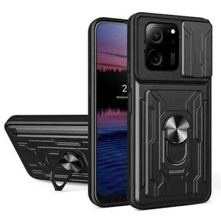 For Xiaomi 13T/13T Pro/Redmi K60 Ultra Sliding Camshield TPU+PC Phone Case with Card Slot(Black)