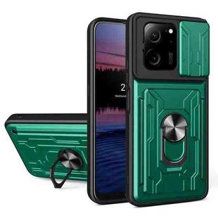 For Xiaomi 13T/13T Pro/Redmi K60 Ultra Sliding Camshield TPU+PC Phone Case with Card Slot(Dark Green)