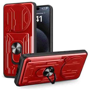 For Redmi Note 14 Pro+ 5G Sliding Camshield TPU+PC Phone Case with Card Slot(Red)
